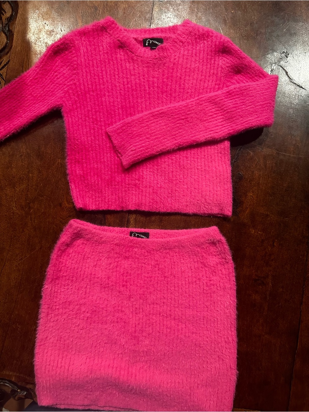 art class Fuzzy Knit Hot Pink Skirt Set